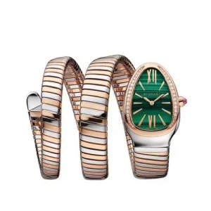 Bvlgari Watch Serpenti Tubogas Rose Gold Green Dial Two Tune For Women (SUP157)