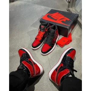 Nike Air Jordan Retro 1 High Og Bread Patent Shoes For Men (BOT749)