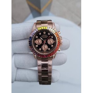 Rolex Rainbow Watch Diamond Black Dial For Men (SW8612)