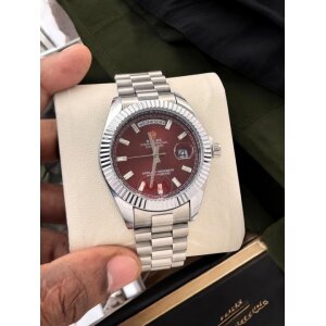 Rolex Day Date Watch Silver Brown For Men (SW8601)