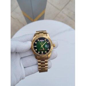 Rolex Day Date Watch Gold Diamond Green Dial For Men (SW8629)