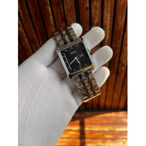 Fossil Slim Watch Silver Black For Men (SW8766)