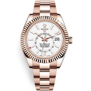 Rolex Sky Dweller Oyster Watch Perpactual Rose Gold White For Men (SW8645)