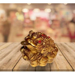 Vastu / Feng Shui / Three Legged Frog With Coin For Health, Wealth And Happiness | Decorative Showpiece for Home décor - 7 cm