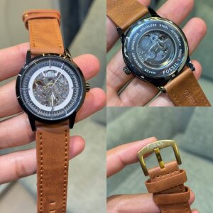 Fossil Skeleton Watch Brown Black For Men (SW8777)