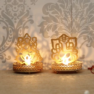 eCraftIndia Lord Ganesha and Laxmi Tea Light Holder