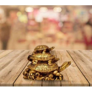 Three Tiered Turtle Tortoise Family For Health And Good Luck For Home Decor - 12 cm