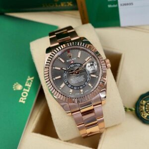 Rolex Sky Dweller Oyster Watch Perpactual Rose Gold Black For Men (SW8647)