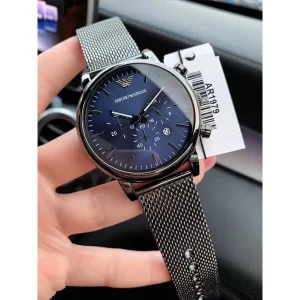 Stylish Emporio Armani Watch Black Blue Dial For Men (LAB137)