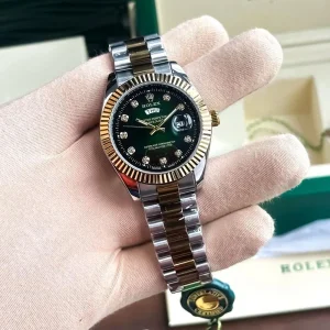 Rolex Watch Date Gold-TT-Green For Men (SUP4018)