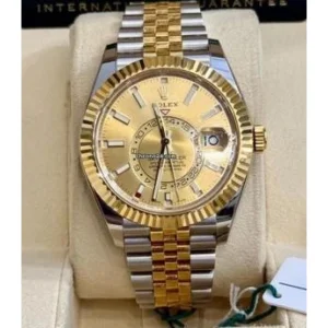 Rolex Sky Dweller Watch Champion Gold Dial Two Tone For Men (SUP3017)