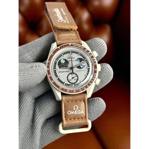 Omega Swatch Watch Moon Brown For Men (SUP4169)
