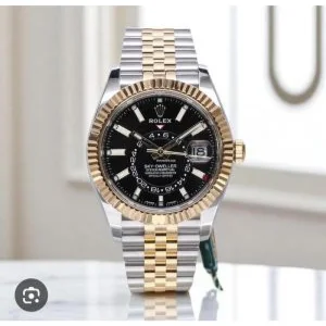 Rolex Sky Dweller Watch Two Tone Black Dial For Men (SUP3019)