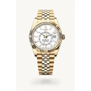 Rolex Sky Dwell Watch Store Article Gold White Dial Jubilee Belt For Men (SUP3925)