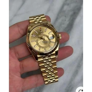 Rolex Sky Watch Dwellwer Yellow Gold Dial For Men (SUP3926)