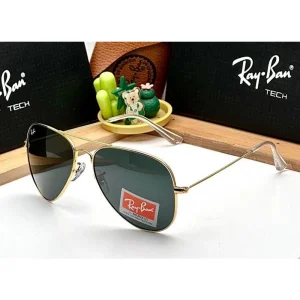 Rayban Sunglasses Golden Black Aviator Glass Quality For Men (SUP3533)