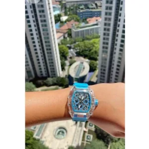 Richard Mile Watch Open Back All Working Sky Blue For Men (SUP4086)