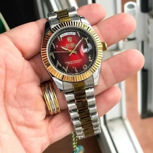 Rolex Arabic Watch Gold-TT-Red For Men (SUP4185)