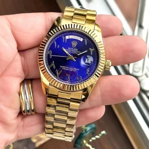 Rolex Arabic Watch Gold-Blue For Men (SUP4187)