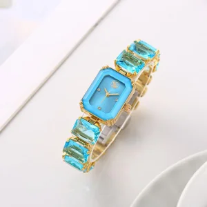 Swarovski Octagon Watch Blue Gold For Women (SUP3641)