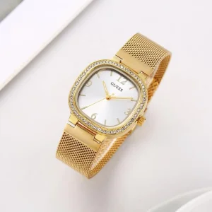 Guess Tapestry Watch Gold-White For Women (SUP4397)