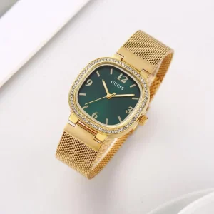 Guess Tapestry Watch Gold-Green For Women (SUP4399)