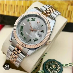 Rolex Oyster Watch Perpetual Roman Rose Gold Grey Two Tone Stainless Steel For Men (SUP2963)