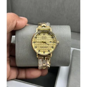 Rolex Watch Curved Dial Date Only Diamond Gold For Women (SUP4413)