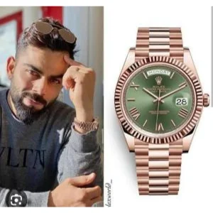 Rolex Day Date Watch Rose Gold Green Roman For Men (SUP2964) (Copy)
