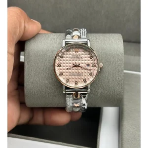 Rolex Watch Curved Dial Date Only Diamond Rosegold Two Tone For Women (SUP4415)