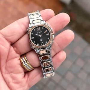 Gucci Watch Two Tone Rose Black For Women (SUP2873)