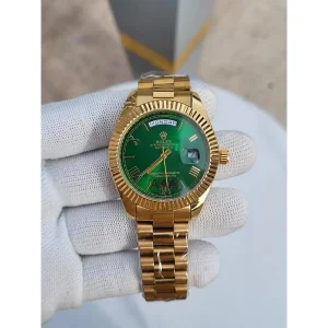 Rolex Day date Watch Gold Green Dial For Men (SUP4241)