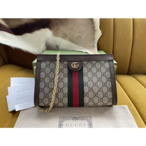Gucci Medium Shoulder Bag Ophidia Monogram-Stripe With OG Box Dust Bag For Women (LAB171)