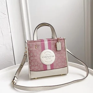 Coach Dempsey Tote Bag 22 In Signature Jacquard With Stripe And Coach Patch With OG Box For Women (LAB172)