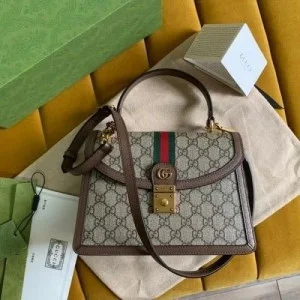Gucci Ophidia Handle Bag GG Supreme Top With OG For Women (LAB211)